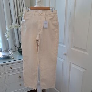 NWT WeWoreWhat Womens High Rise Dad Ivory Jean 100% Cotton Wide Leg 30